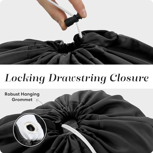 Handy Laundry Laundry Bag – Heavy Duty Nylon, Large Capacity, Locking Drawstring Closure, Machine Washable, Fits Laundry Basket, Travel, Dorm, Camp, Black, 22 x 32 Inches - color: Black, size: 22" x 32"