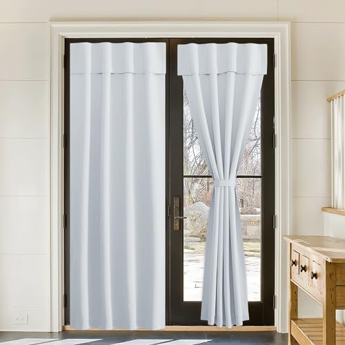 NICETOWN Privacy Thermal Insulated Curtain Greyish White 36" W x 72" L, No Drill Self Adhesive Privacy Room Darkening Cover for Door Window, Patio, Living Room & Bedroom, 1 Panel - color: Greyish White, size: 36"W x 72"L (Pack of 1)