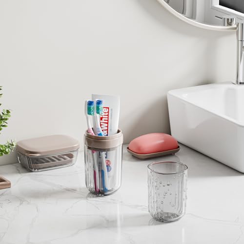 VITVITI Travel Soap Case Container, Portable Toothbrush Travel Case Dish Tray, 7.88 Inch Toothpaste Traveling Toothbrush Holder Set with Cover for Trip/Bathroom/Camping, Dark Coffee Color - color: Dark Coffee