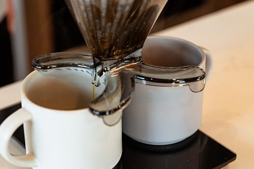 DIVVI Dual Cup Pour Over Coffee Dripper – Brew One or Two Cups at Once, No Carafe Needed, 25 Pack Coffee Cone Filters #4, 100% BPA-Free Tritan, Portable & Dishwasher Safe Pour Over Coffee Maker