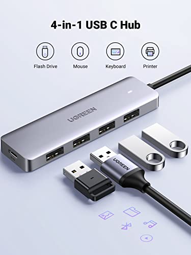 UGREEN USB C Hub - 4 Port USB 3.0 Powered Splitter for Laptops, MacBooks, iPads, Chromebooks, iPhones, Galaxy S23 & More, 2FT - size: 2 FT