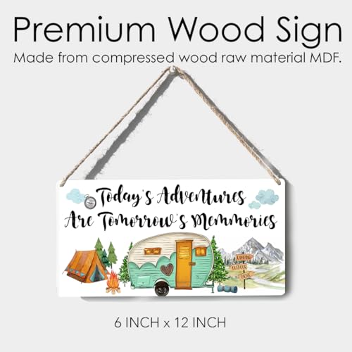 Xiolcxdr Camper Decor for Inside Wall Art Sign Christmas Birthday Camping Gifts for Women Men Friend Family Farmhouse Garage RV Home Decor Camper Accessories With Rope 6 x 12 Inch