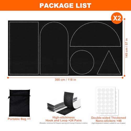 Blackout Curtains for Bedroom 2 Pack 118"x57" Portable Window Blinds Cover Adhesive Thermal Blackout Blinds No Drill Guard Blind Window Shades Temporary Room Darkening Shades for Skylight RV Dorm - size: 118"W x 57"H (Pack of 2)