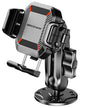 BRCOVAN Anti-Theft Phone Mount Holder with Vibration Dampener, 1s Locking | Don't Block Camera, with Aluminum Round Base & Medium Arm, for Car Boat Truck Motorcycle UTV, Fit 5.4-7.2'' Smartphones