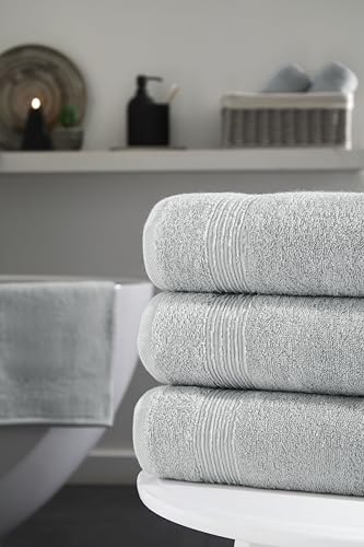 Ozdilek 4-Piece Bath Towels, 27x54, 100% Turkish Cotton, Luxury Quick Dry, Extra Large, Fade-Resistant, Eco-Friendly, Spa Towel, Comfortable (Grey) - color: Grey