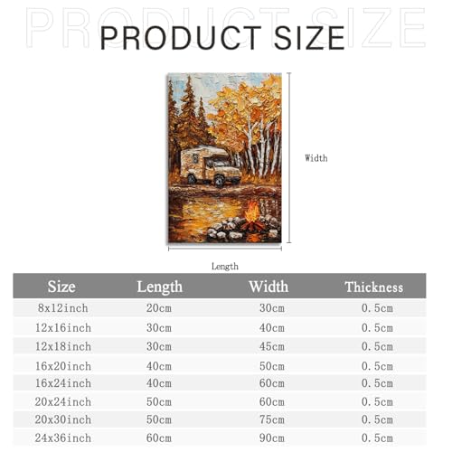 Camping Rv Canvas Wall Art, Car Wall Decor Canvas Picture Artwork Painting, Birthday Holidays Gift 16 * 24 Frameless