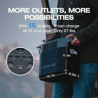 EF ECOFLOW Solar Generator Delta 2 with 220W Solar Panel, 1024Wh LFP(LiFePO4) Battery, 1800W AC/100W USB-C Output, Fast Charging Portable Power Station for Home Backup Power, Camping & RVs - style: DELTA 2+220W