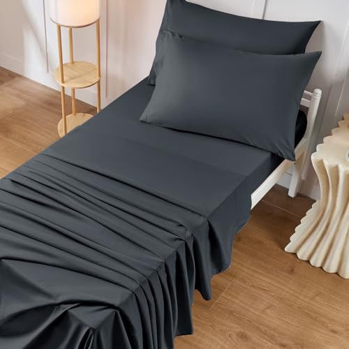 VACVELT Cot Fitted Sheet, 31 x 75 Inch Charcoal Black Cot Sheets, Ultra Soft and Breathable Microfiber Bed Cover Snug Fit for Narrow Twin/RV Bunk/Camper Bunk/Guest Beds/Trifold Mattress - color: Charcoal Black