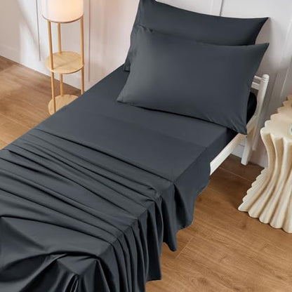 VACVELT Cot Fitted Sheet, 31 x 75 Inch Charcoal Black Cot Sheets, Ultra Soft and Breathable Microfiber Bed Cover Snug Fit for Narrow Twin/RV Bunk/Camper Bunk/Guest Beds/Trifold Mattress - color: Charcoal Black