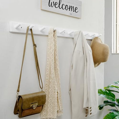 WEBI Coat Rack Wall Mounted,10 Hooks,38" Long Coat Hanger Wall Mount,Peg Rail Hat Hooks for Hanging Caps,Jacket,Clothes,Coats,White,2 Packs - color: White, size: 38 inch(2 Packs)