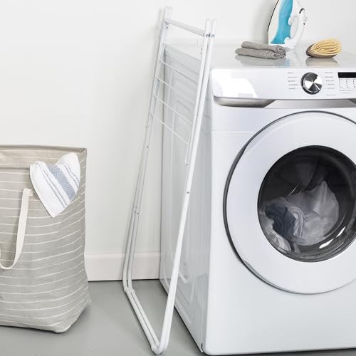 Honey-Can-Do Easy-Fold Collapsible Clothes Drying Rack, Sturdy Metal Laundry Rack Holds 40 lbs, Space-Saving Foldable Towel Rack for Indoor Outdoor Use, Non-Skid Feet, White - style: A-Frame