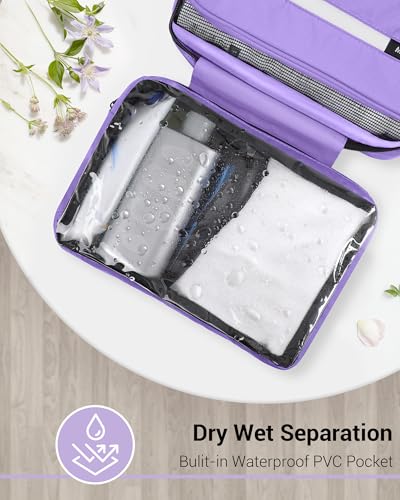 Maliton Toiletry Bag for Men & Women Travel Toiletry Bag Hanging Toiletry Bag Hygiene Organizer with 4 Compartments Waterproof Bathroom Shower Bag Large Toiletries Travel Bag (Purple) - color: Purple