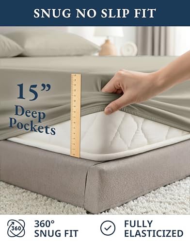 LANE LINEN 100% Organic Cotton Sheets Twin Size, Soft & Comfy Mercerized Fully Elasticized Naturally Temperature Regulating Sustainably Produced Luxury Hotel Quality Cotton Twin Sheet Set- Silver - color: 06: Silver, size: Twin