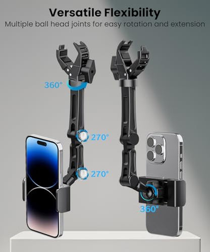 Karmus Rear View Mirror Phone Holder, Aluminum Alloy Mount Car Phone Holder Universal Rotatable and Retractable Rearview Mirror Phone Mount for Car Truck - color: Black