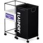 Caroeas Next-Gen 105L Matel Frame Laundry Basket with wheels, Heavy Duty Tall Rolling Laundry Hamper with Removable Wash Bag, Collapsible Freestanding Clothes Hamper (100L,Black,1Pack) - color: Black