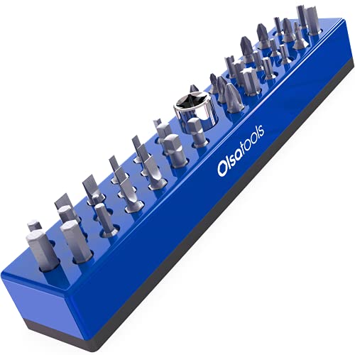 Olsa Tools Hex Bit Organizer with Strong Magnetic Base - Blue Holder for Drill, Tamper, or Specialty Bits - Compact Magnetic Storage Solution - Part 1002 - color: Blue, size: Small - 1pc
