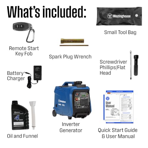Westinghouse 4000 Peak Watt Super Quiet Portable Inverter Generator, Remote Electric Start with Auto Choke, RV Ready 30A Outlet, Gas Powered, CO Sensor, Parallel Capable - style: 4000 Watts - Gas Only - Remote Start