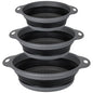 Collapsible Colander Set of 3, Silicone Food Foldable Strainer for Cooking Pasta, Vegetables and Fruit (3QT, 4QT and 5QT), Black - color: Black