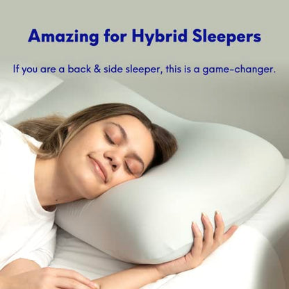 C CUSHION LAB Deep Sleep Pillow, Patented Ergonomic Contour Design for Side & Back Sleepers, Orthopedic Cervical Shape Gently Cradles Head & Provides Neck Support & Shoulder Pain Relief - Calm Grey