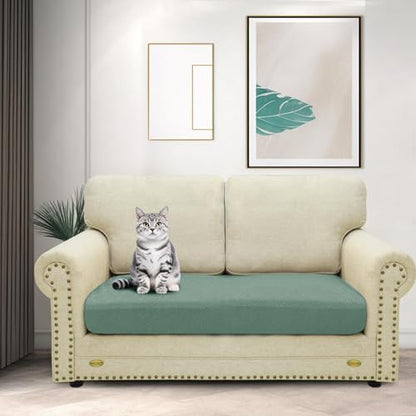 ZNSAYOTX Stretch Cushion Covers Sofa Loveseat Cushion Couch Seat Covers Slipcovers Soft Replacement Unique Pattern Furniture Protector with Elastic Bottom (Pea Green, 1 Pc 2-Seat Cushion Cover) - color: Pea Green, size: 1 Cushion Loveseat
