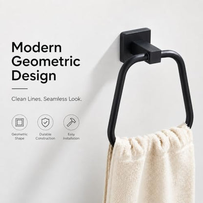 Matte Black Towel Ring for Bathroom, Kitchen Bath Towel Holder Hangers Wall Mount Heavy Duty Stainless Steel - color: Matte Black, size: 1 Pack