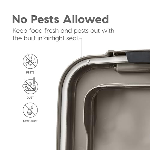 IRIS USA 30 lbs & 11 lbs Combo Airtight Dog Food Storage Container, Stackable Treat Box, 2-Cup Scoop, Wheels, Keep Fresh, Easy Mobility, Chrome - color: Chrome