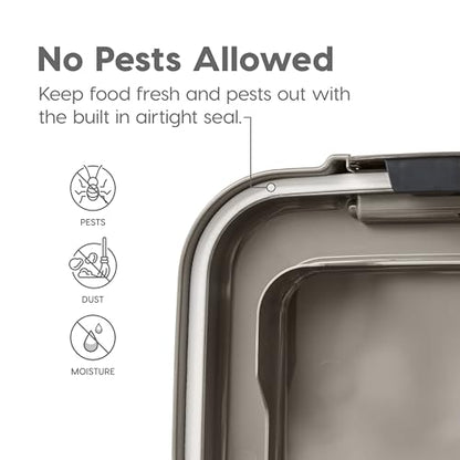 IRIS USA 30 lbs & 11 lbs Combo Airtight Dog Food Storage Container, Stackable Treat Box, 2-Cup Scoop, Wheels, Keep Fresh, Easy Mobility, Silver - color: Silver