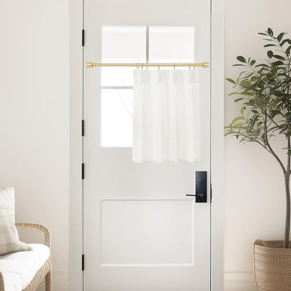 Lino Rosa White Bathroom Window Curtain, Pinch Pleated Laundry Room Curtains for Windows, 24" W x 20" L - color: White, size: 24"W x 20"L (Pack of 1)