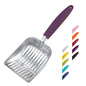 WePet Cat Litter Scoop, Aluminum Alloy Sifter, Kitty Metal Scooper, Deep Shovel, Long Handle, Poop Sifting, Kitten Pooper Lifter, Durable, Heavy Duty, for Litter Box - color: FLAT Aluminum \ #07 Violet Handle, size: Small