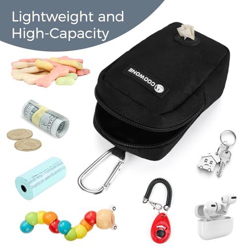 Dog Treat Pouch with Clip, Treat Pouches for Pet Training, Small Dog Treat Container Treat Bag for Leash, Waterproof Dog Treat Bag, Hands-free Training Pouch - color: Black