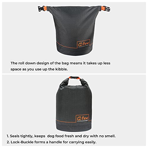FXW Dog Food Travel Bag，Large Capacity for Travel Kibble Storage Perfect for RV Road Trips, Camping, Longterm Dog Boarding Gear Accessories Gray, 42 Cups - size: 10L