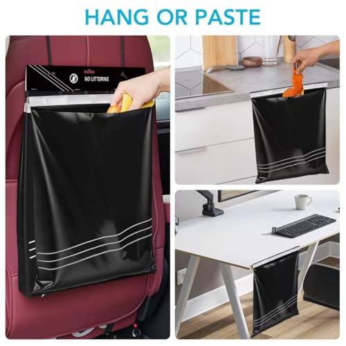 Disposable Car Trash Bag - Large Capacity - Car Garbage Bag Hanging from Headrest - Easy to Stick-On, Leakproof, Smellproof Car Trash Can - Ideal for Travel, Camping, and Home Use (All Black, 50) - color: All Black