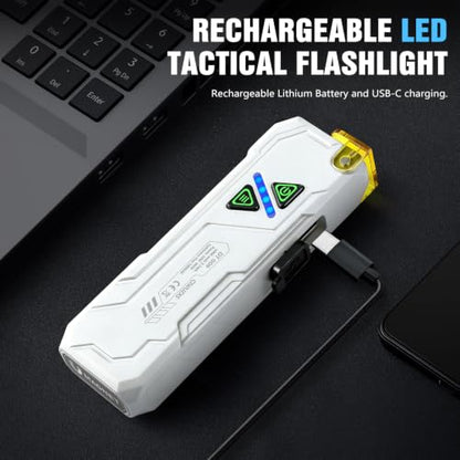 UV Flat EDC Flashlight Rechargeable 1000 High Lumens Pocket Light with RGB | Magnetic Base Small Flashlights, Dual Switch,Aluminum Alloy Body,USB-C Waterproof Work Flash Light for Work,Home,Emergencies - color: RBG White