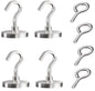 Neodymium Eyebolt & Magnet Hook Set, 200lbs Pulling Force Strong Fishing Magnets 1.65 Inch with Countersunk Hole Eyebolt for Fishing, Workplace, Home (Silver, Pack 4) - size: 4 Pack