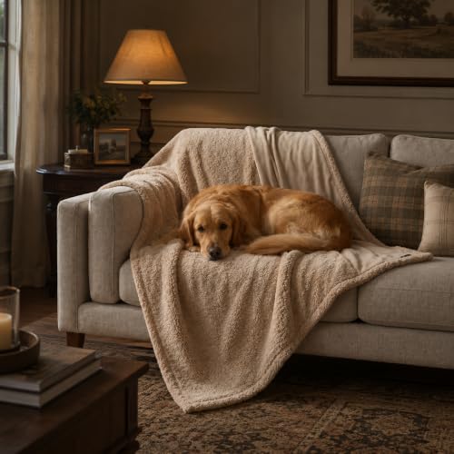 Kritter Planet Waterproof Pet Blanket, Reversible Throw for Dogs and Cats | 50 x 60 Inch, Washable Sofa and Bed Protector, Shields Furniture from Fur, Dirt, Scratches and Everyday Spills - color: Camel/Taupe, size: 60"x50"