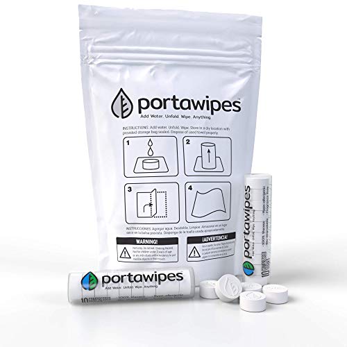 Portawipes Coin Tissues | 100 Pack with 2 Carrying Cases | Toilet Paper Tablets | Compressed Towels | Expandable Wipes | Soft & Odor Free - size: 100 Count (Pack of 1)