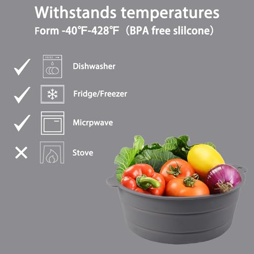 Collapsible Silicone Mixing Bowl, Food-Grade Foldable Travel Container, Large Collapsible Bowls for Camping Outdoor Hiking Storage Mixing, Grey (pot QY104) - color: grey-QY104