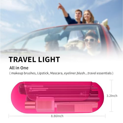 2 IN 1 Silicone Makeup Brush Holder with Beauty Make Up Sponge Holder Case：Soft Portable Cosmetic Face Brushes Holder with Upgrade Anti-Fall Out Magnetic Closure - Babbie Pink - color: Babbie Pink, style: Brush Holder & Case