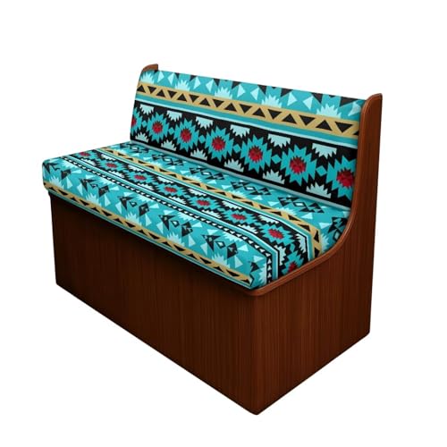 SEANATIVE RV Dinette Cushion Covers Stretch Blue Aztec Printed RV Sofa Seat Slipcovers Replacement Non-Slip Camper Cushion Slipcovers Washable RV Dinette Seat Covers - color: Blue Aztec Print