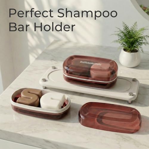 AIMAIAIMAI Shampoo Bar Holder Travel Case for Two Bars – Compatible with Kitsch Solid Shampoo & Conditioner Bars, Large Soap Container for Bathroom or Travel (1 Pack, Red Style A-Large) - color: Red Style A-large