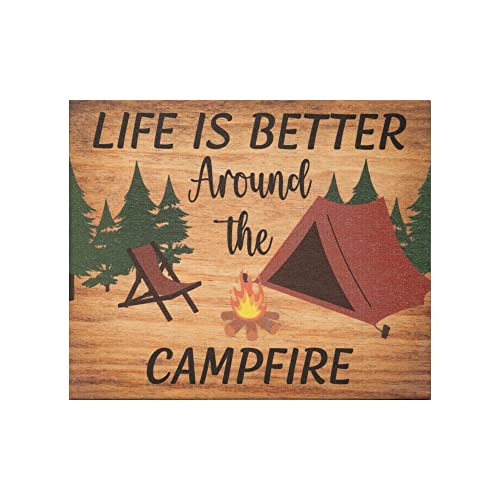 JennyGems Life Is Better Around the Campfire Wooden Sign, Gift for Campers, RV Decor, Camping Sign, Made in USA - color: Life Is Better Around The Campfire