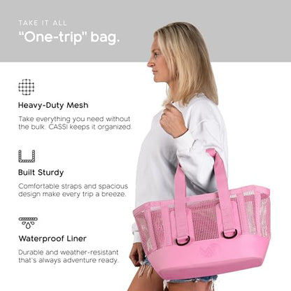 MISSION Boat Gear CASSI Heavy-Duty Outdoor Tote and Waterproof Marine-Grade Mesh Boat Bags - color: Rosé, size: 23 Liter