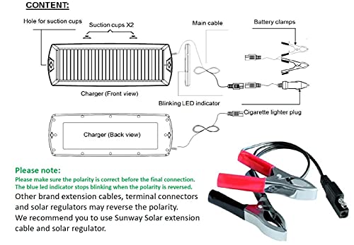 Sunway Solar Solar Car Battery Trickle Charger & Maintainer 12V Solar Panel Power Kit Portable for Car Automotive RV Marine Boat Motorcycle Truck Trailer Tractor Powersports Snowmobile Farm Equipment - size: 4W