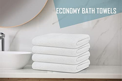 (Pack of 12 White Bath Towel Bulk 24x48 Inches - Economy Cheap Bath for Commercial Uses, Gym, Salon, Spa & Hair -Lightweight Bath Towels Quick Drying -Bath Towels Sets Bulk - color: White, size: Bath Towel - Pack of 12 - 24x48