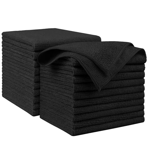 AIDEA Microfiber Cleaning Cloth Black 20PK, Microfiber Towels for Cars, Premium Car Cloths, Dusting Cloth Lint Free Cleaning Rags for SUVs, House, Kitchen, Window, Workshops,11.5"×11.5" - color: Black