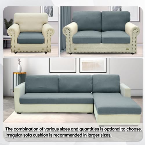 ZNSAYOTX Stretch Cushion Covers Sofa Loveseat Cushion Couch Seat Covers Slipcovers Soft Replacement Unique Pattern Furniture Protector with Elastic Bottom (Light Gray, 1 Pc 2-Seat Cushion Cover) - color: Light Gray, size: 1 Cushion Loveseat