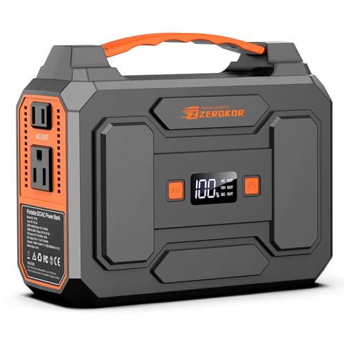 ZeroKor Portable Power Station 100W, Power Pack with 110V AC Outlet, Portable Solar Generator 146Wh External Battery with DC USB C QC3.0 for Smart Devices Camping Home RV VanLife(without Solar Panel) - color: Grey Orange