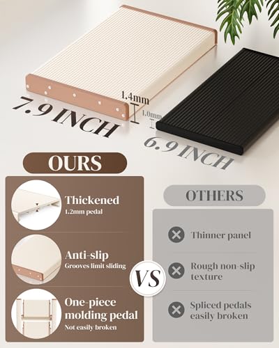3 Step Ladder, Folding Step Stool with Wider Pedal, Anti-Slip Feet & Non Slip Stripes, Aluminum Sturdy Material, 300Lbs Capacity, Elegant Look of Cream Chocolate Better Matches Your Home - color: Cream Chocolate, size: 3 Step