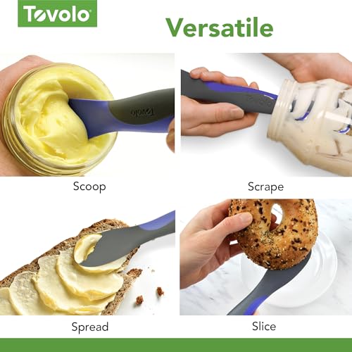 Tovolo Scoop and Spread Large Dual End Peri Purple and Charcoal Gray Silicone Sandwich Spreader Tool with Nylon Handle, BPA Free Dishwasher Safe Silicone and Nylon Tool for Spreading and Scooping - color: Very Peri & Charcoal, size: Large