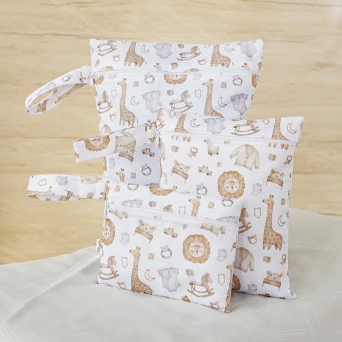 Happy Flute 3 Set Wet Bag Storage Bag Zipper Waterproof Washable | Travel Bags, Beach, Pool, Gym Bag for Cloth Diaper, Swimsuits & Wet Clothes(EF545) - color: EF545